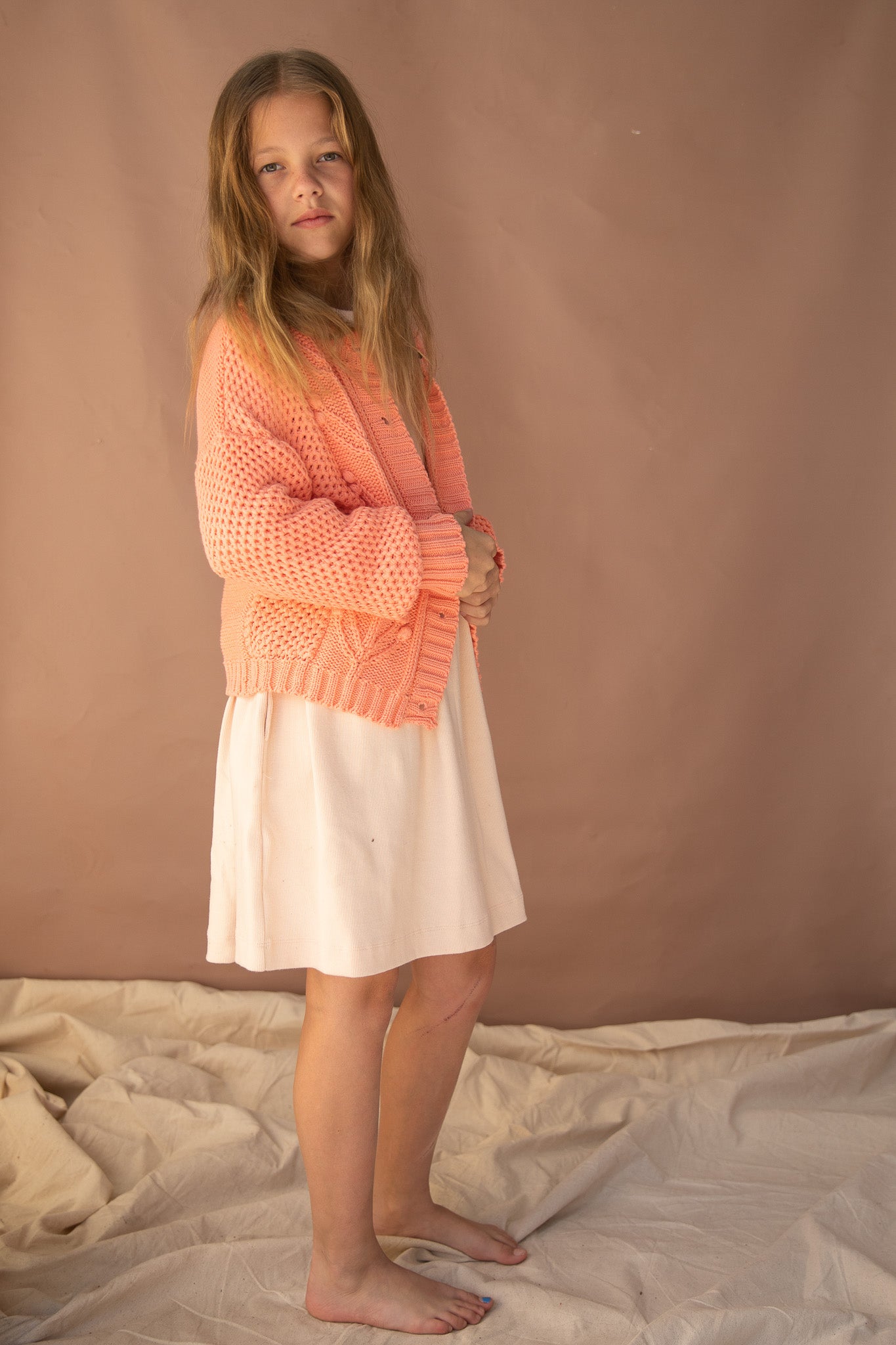Ivy Knitted Cardigan - Salmon